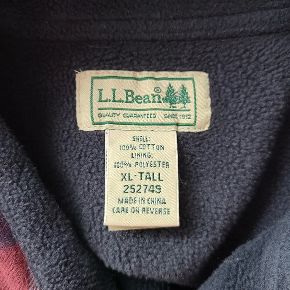 L.L. Bean Blue Plaid Heavyweight Fleece Lined Chore Shirt Jacket Shacket - Picture 12 of 12